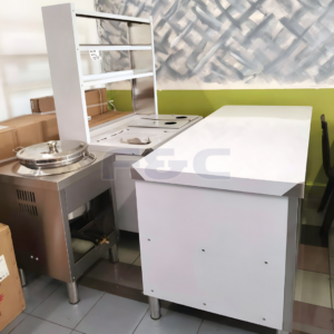 Coffee Counter, Cabinet With Sliding Door & Single Ring Soup Counter With Soup Tong Without Partition